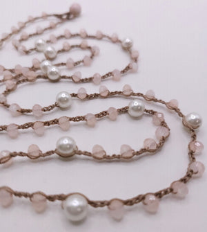 Karen- Pink Recycled Glass with White Pearls