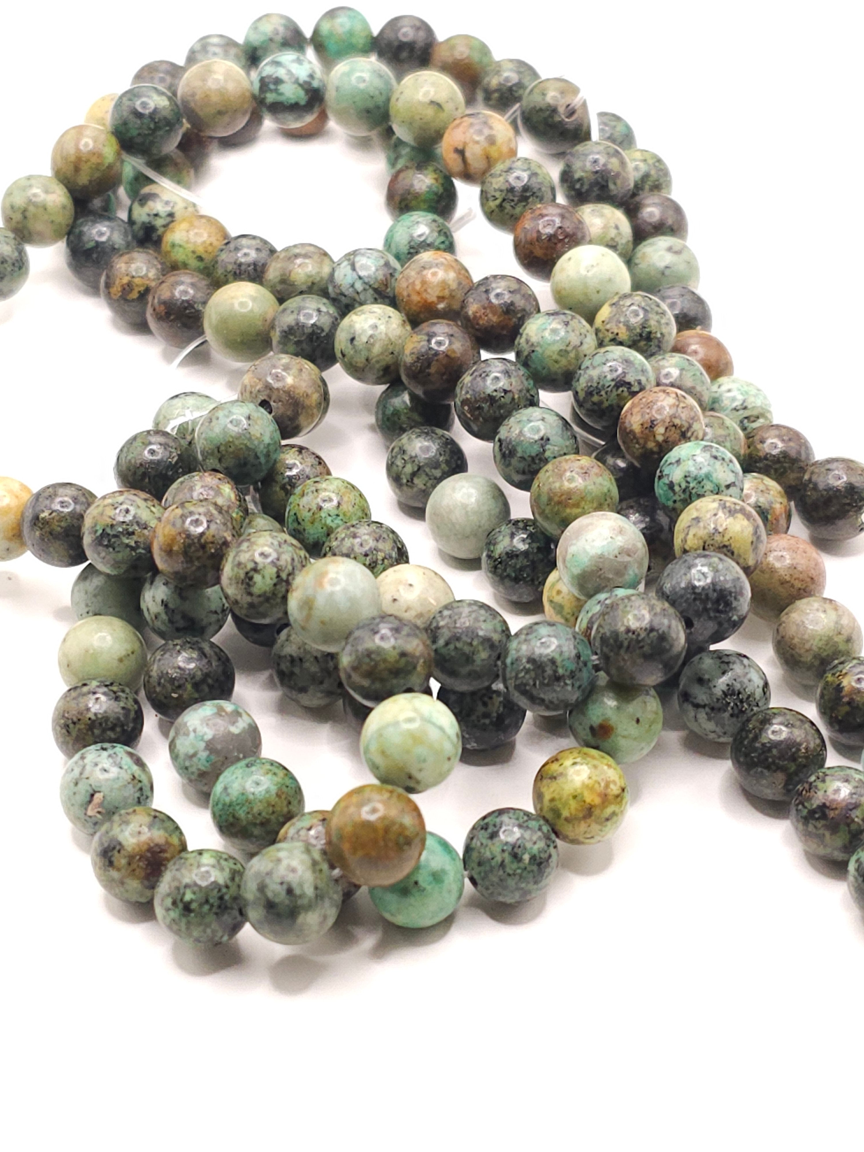 African Turqouise (Jasper) and Crystal Initial Charm Necklace- SILVER CHARM