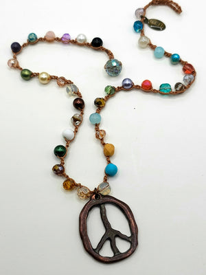 Peace Sign Short Necklace