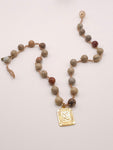 8MM Aqua Terra Jasper Initial Charm Necklace- GOLD Charm