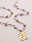 Imperial Jasper and Crystal Initial Charm Necklace- GOLD CHARM